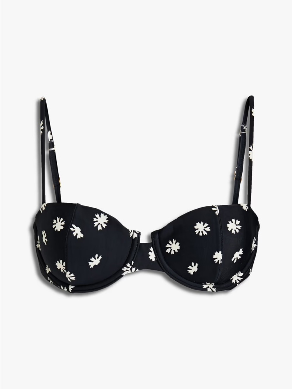 NWT Vix Paula Hermanny ‘Sally Nissi Bikini Top’ in Black & White Floral XL D Cup